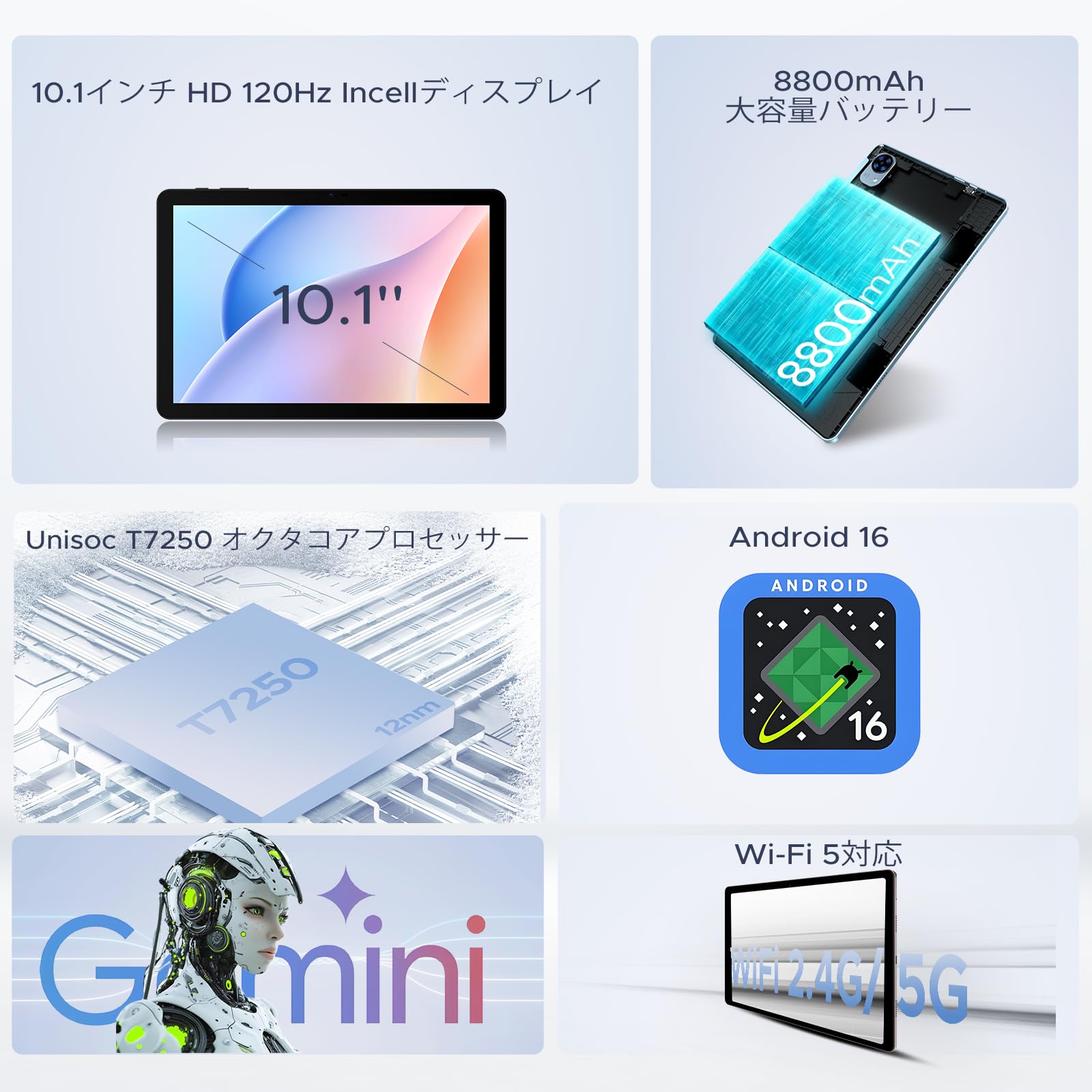 Amazon.co.jp: タブレット 10インチ WiFiモデル Android16 、8GB+128GB